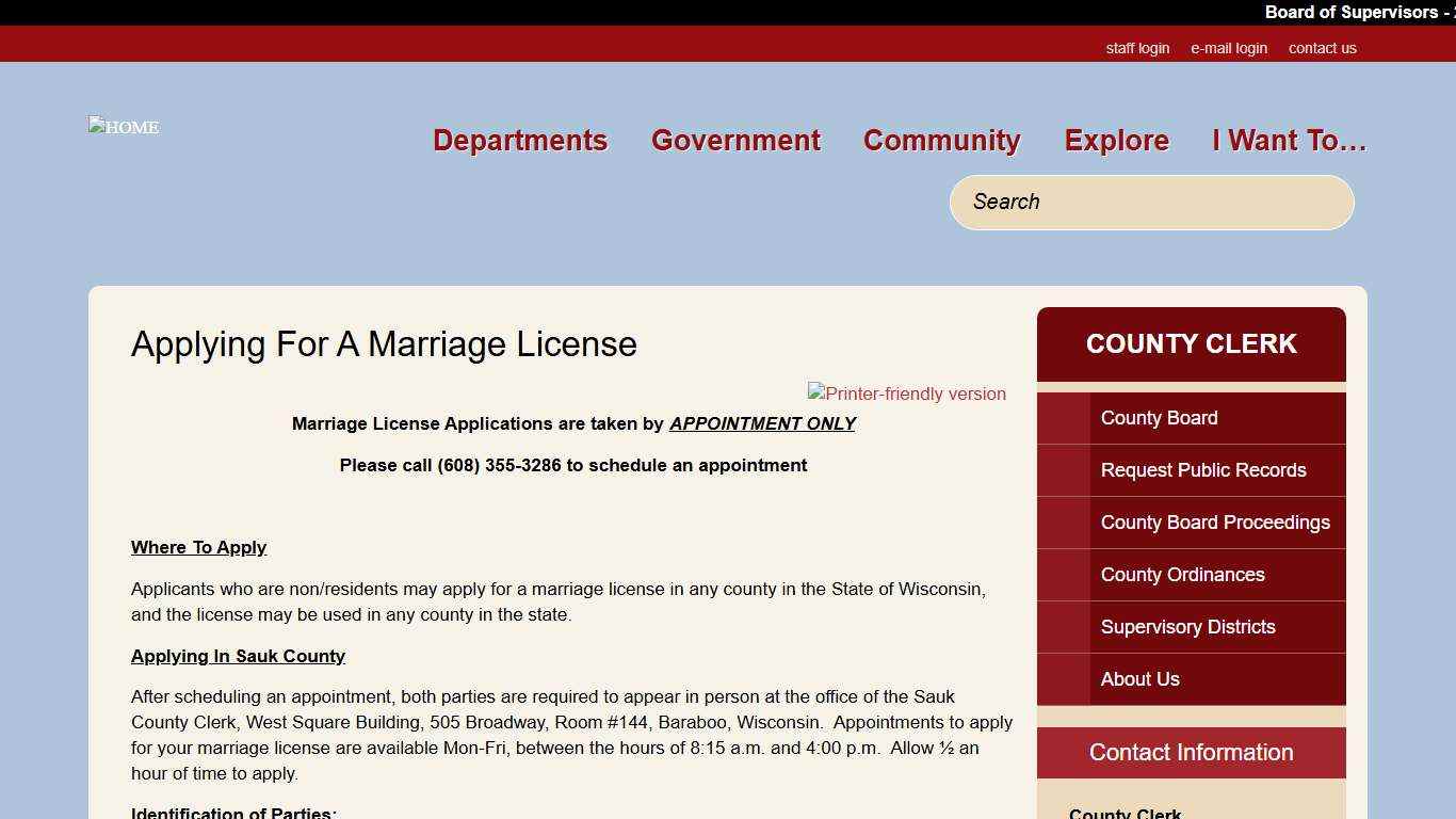 Applying For A Marriage License | Sauk County Wisconsin Official Website