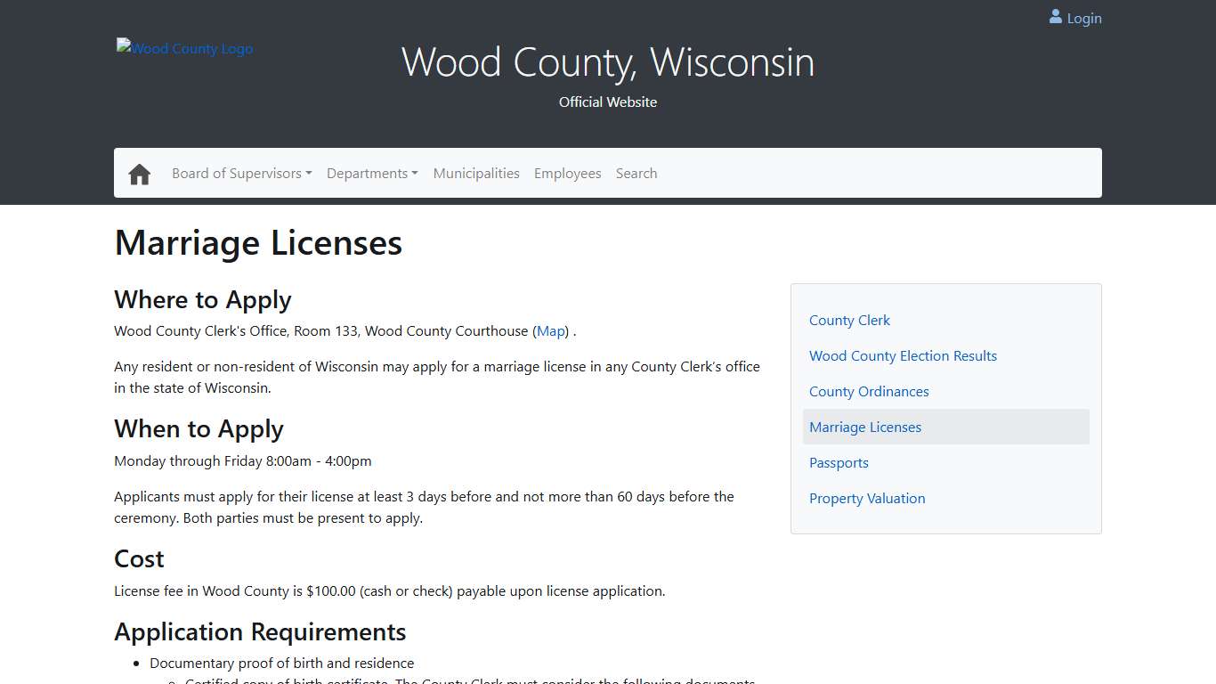 Marriage Licenses - Wood County Wisconsin