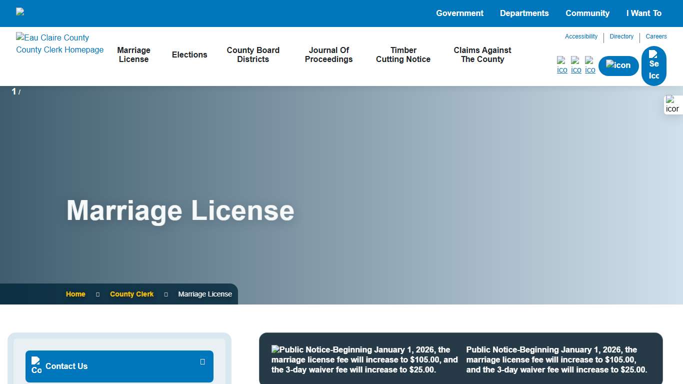 Marriage License | County Clerk Office | Eau Claire County, WI